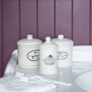 bathroom with purple panelled wall and white washbasin