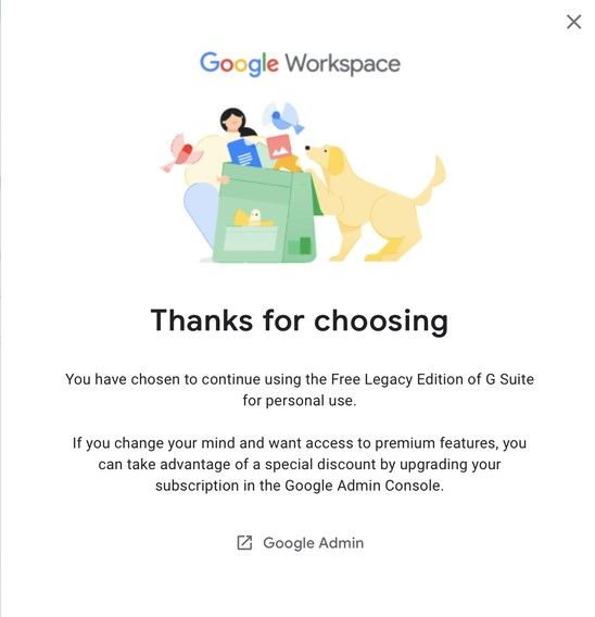 Legacy G Suite no-cost option