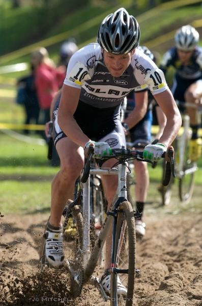 Greg Wittwer (Alan) kicks up some sand in the pit.