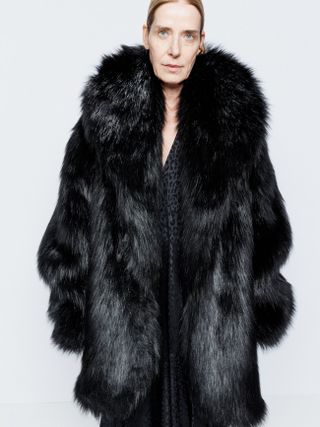 Shawl-Collar Giant Faux-Fur Monster Coat