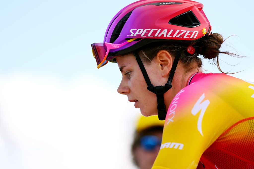 PLANCHE DES BELLES FILLES FRANCE JULY 31 Lotte Kopecky of Belgium and Team SD Worx crosses the finish line during the 1st Tour de France Femmes 2022 Stage 8 a 1233km stage from Lure to La Super Planche des Belles Filles TDFF UCIWWT on July 31 2022 in Planche des Belles Filles France Photo by Tim de WaeleGetty Images