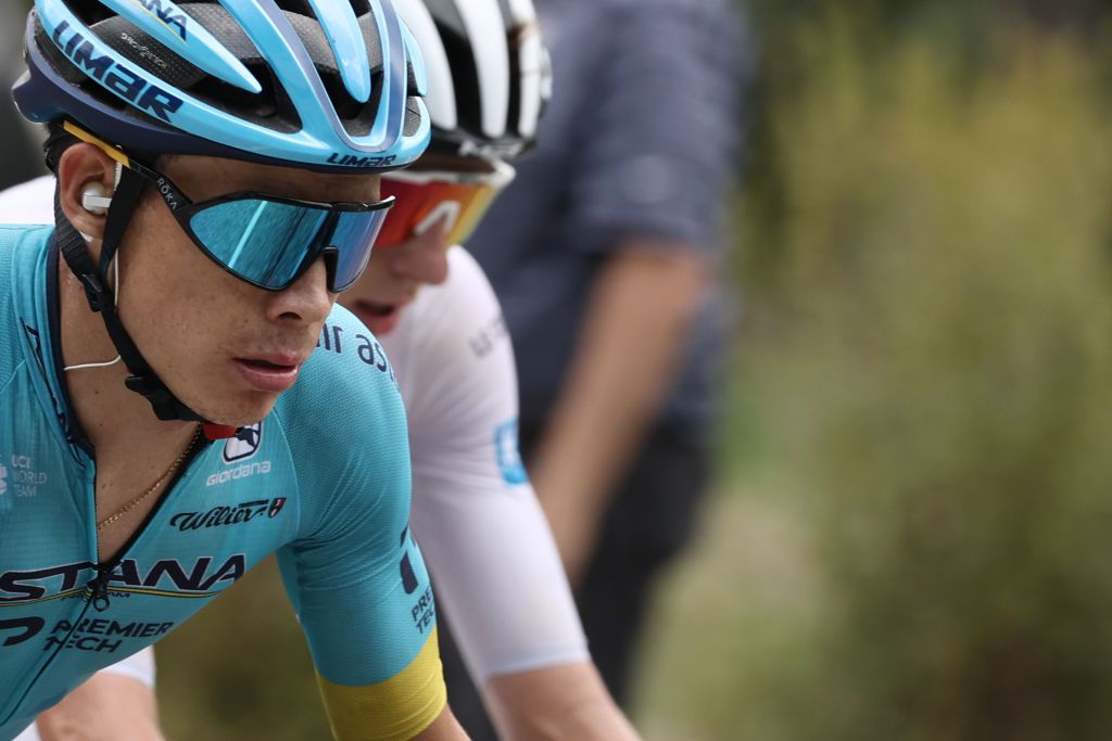 Team Astana rider Colombias Miguel Angel Lopez L and Team UAE Emirates rider Slovenias Tadej Pogacar wearing the best youngs white jersey R ride during the 17th stage of the 107th edition of the Tour de France cycling race 170 km between Grenoble and Meribel on September 16 2020 Photo by KENZO TRIBOUILLARD AFP Photo by KENZO TRIBOUILLARDAFP via Getty Images