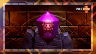 Nintendo's Legend of Zelda: Echoes of Wisdom still featuring Zelda in a crystal with a GamesRadar+ Year in Review 2024 frame