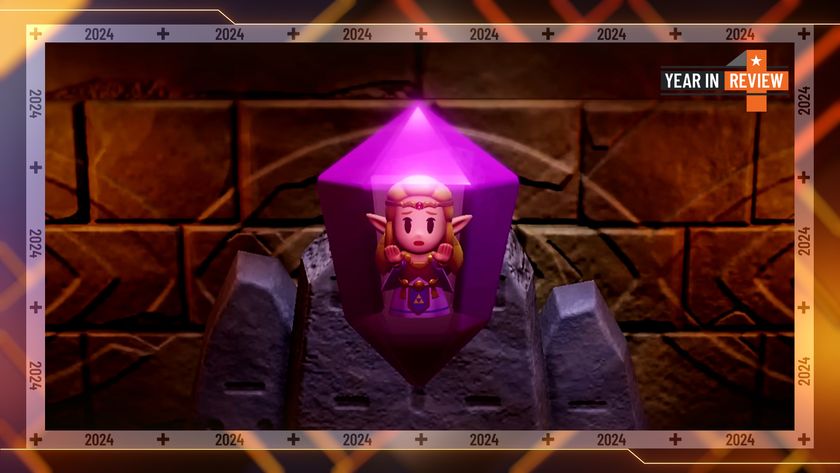 Nintendo&#039;s Legend of Zelda: Echoes of Wisdom still featuring Zelda in a crystal with a GamesRadar+ Year in Review 2024 frame