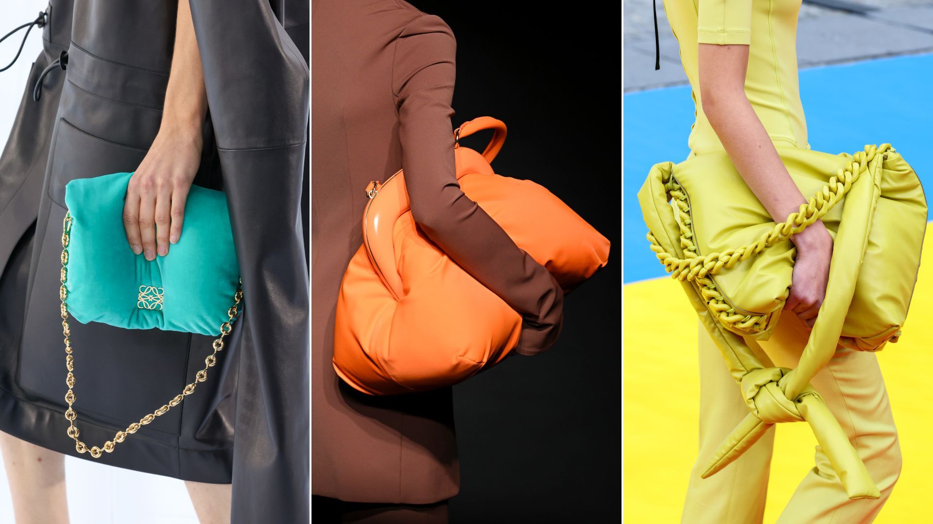 squishy bags on the catwalk to illustrate the handbag trends 2023