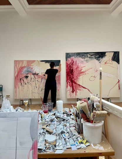 Tracey Emin at work in her studio in Margate