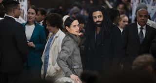 Daveed Diggs and Jennifer Connelly as Andre Layton and Melanie Cavill in 'Snowpiercer'.