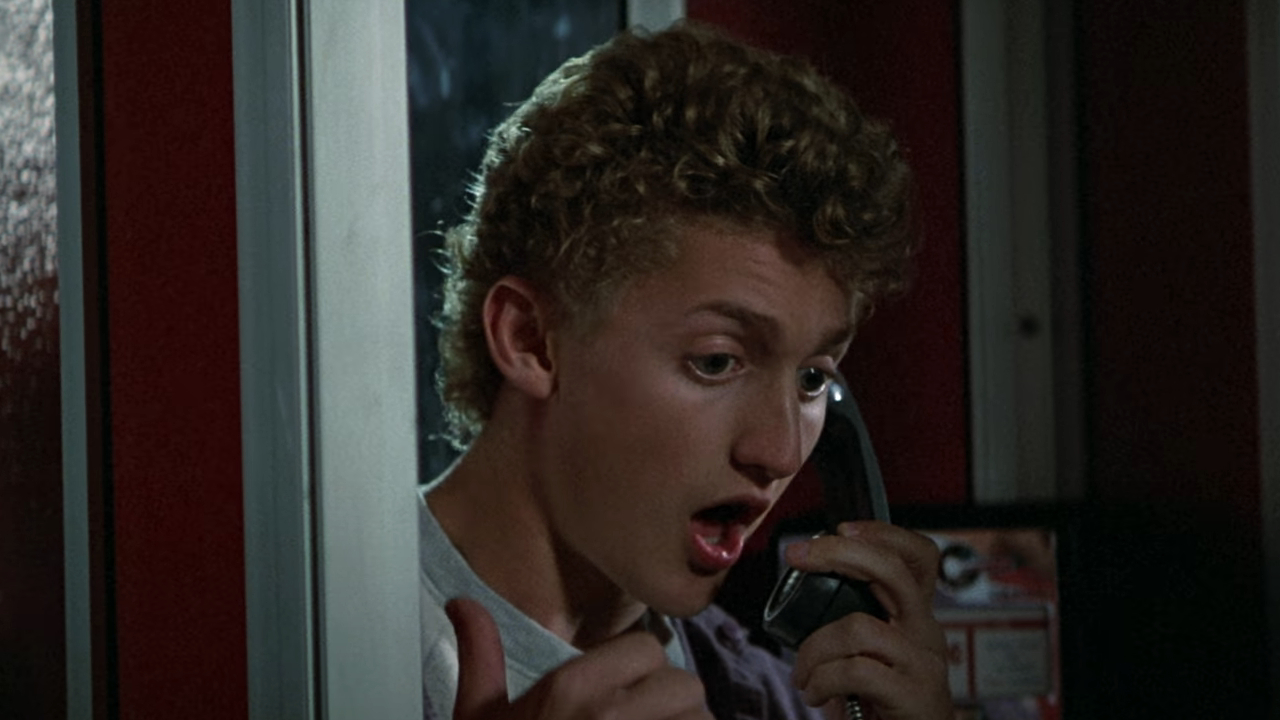 Alex Winter on the phone in Bill and Ted's Excellent Adventure