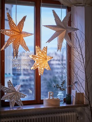 IKEA Christmas window ideas with paper stars