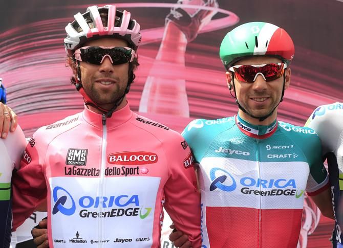 Maglia rosa Michael Matthews and Italian champion Ivan Santaromita