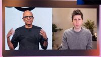 Satya Nadella and Sam Altman on a video conference call.