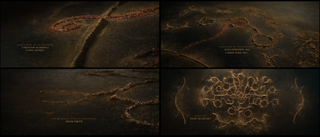 Screenshots from the Rings of Power and White Lotus title sequences