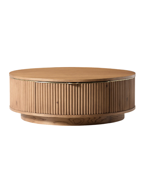 Davison Round Fluted Oak Coffee Table