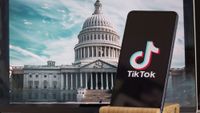 TikTok logo in front of a govt building