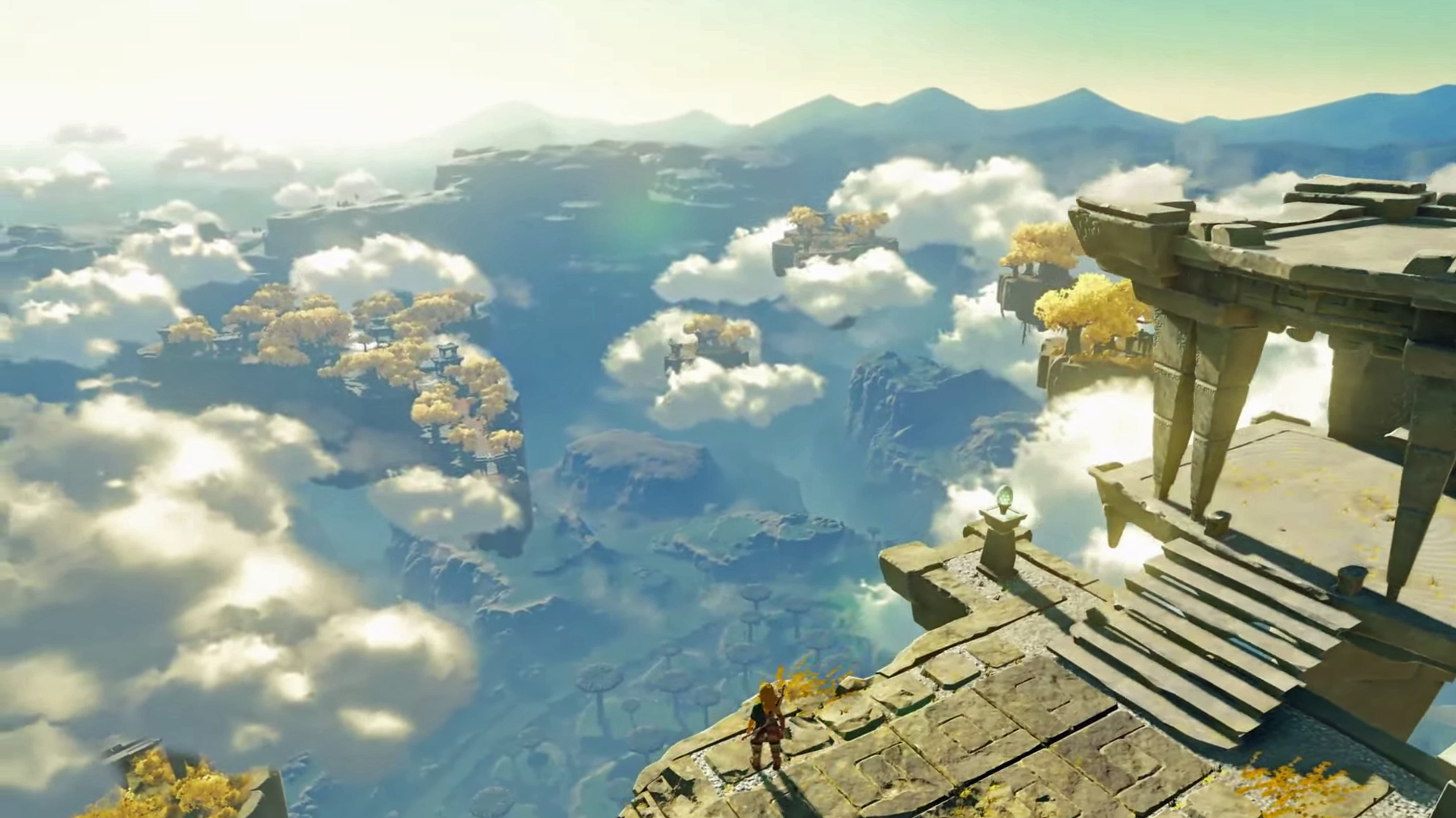 Breath of the Wild 2 screenshot showing Link in the skies above Hyrule