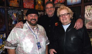  Journey manager Herbie Herbert (left), pictured in 2008, with Steve Parrish, and Bill Thompson backstage at 'Bill's Birthday Bash' a dedication to late rock empresario Bill Graham. 