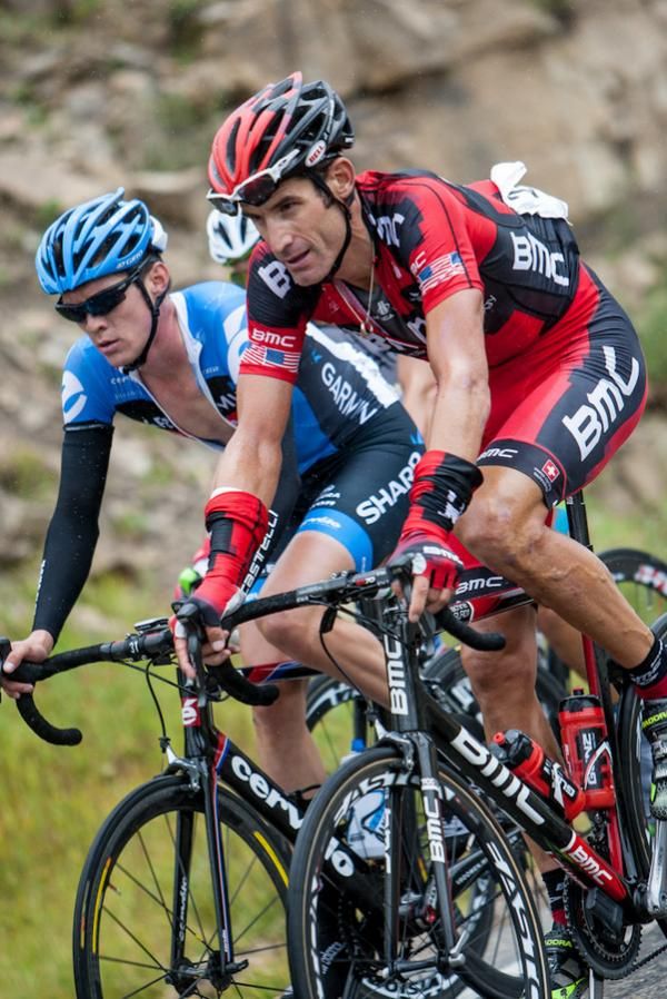 George Hincapie (BMC) gets back in the main field after he drops from the break.