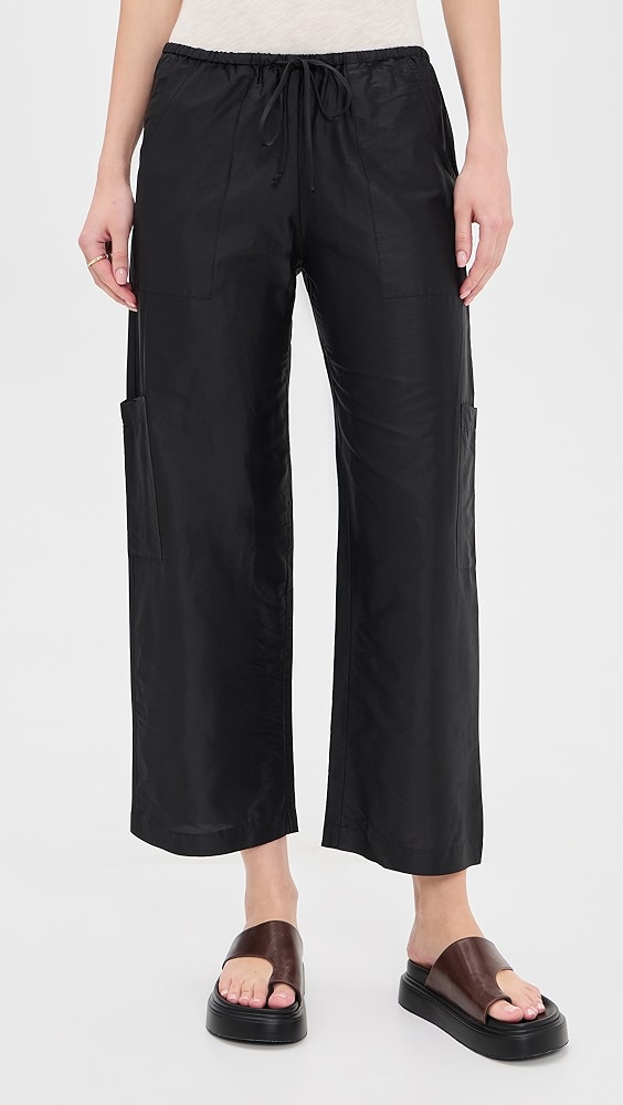 Donni. the Silk Taffeta Drawstring Cargo Pants