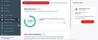Bitwarden vs LastPass - LastPass' security dashboard user interface