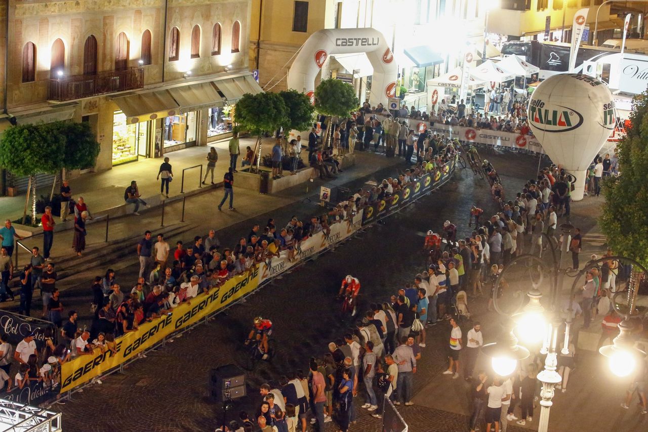The riders cut through the centre of town