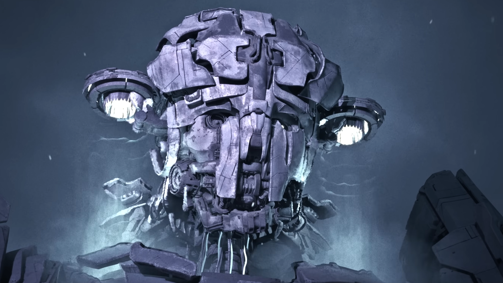 screenshot from genAtlas reveal trailer showing robot with thrusters on his head.