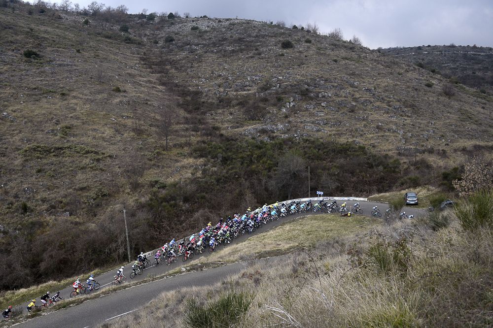 The pack rides during the sixth stage of the 73rd edition of Paris-Nice.