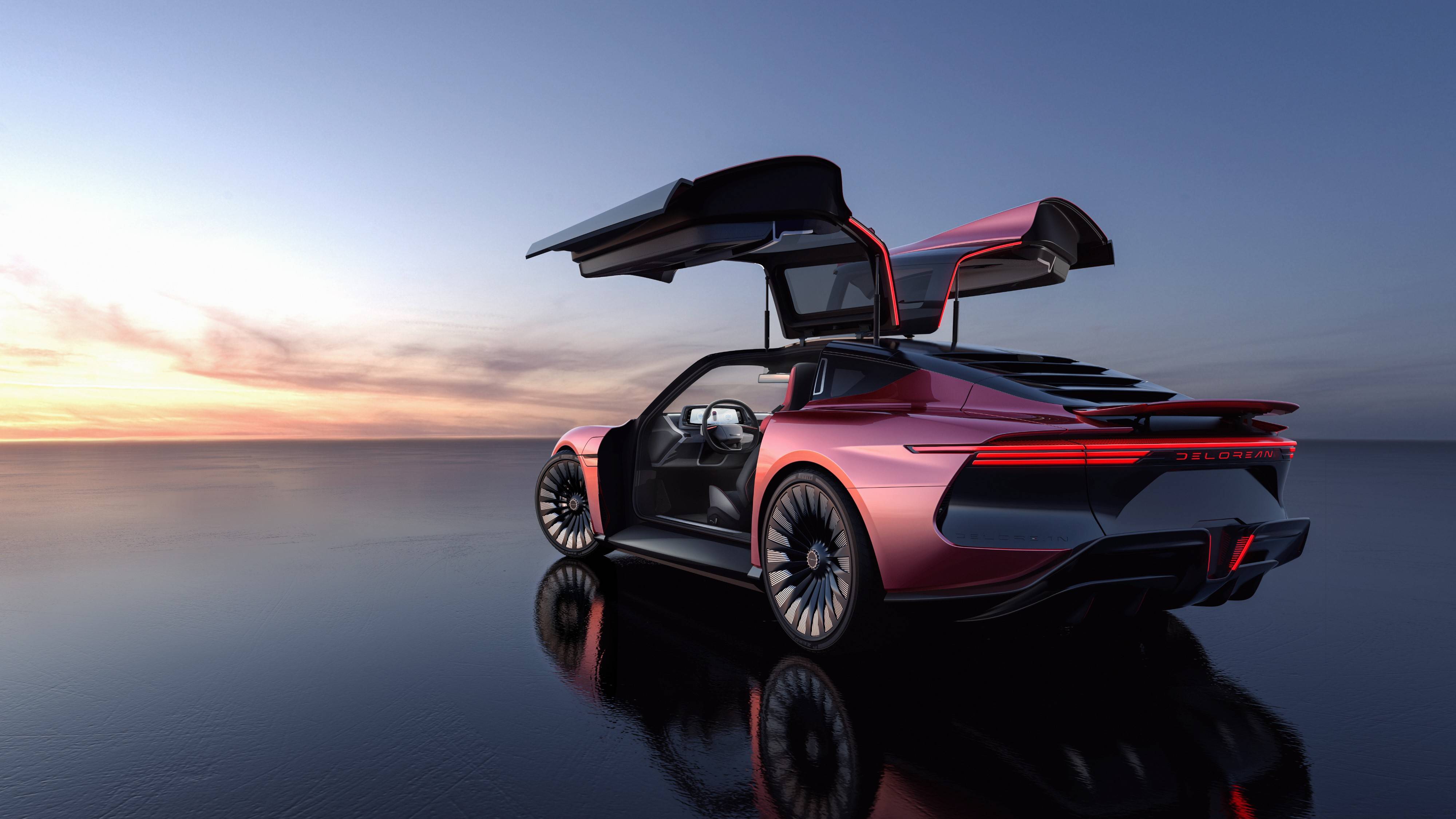 DeLorean Alpha5 exterior view with open doors