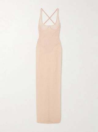 Stretch-Tulle Maxi Dress