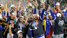 Team Venezuela celebrates World Baseball Classic win over Team USA