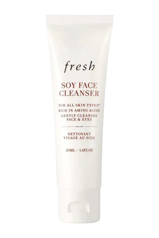 A tube of Fresh Soy Face Cleanser set against a white background.