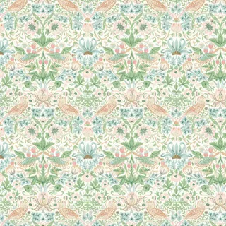 Strawberry Thief by Morris - Cochineal Pink - Wallpaper - 217061