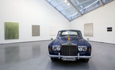 Exhibition with blue coloured car