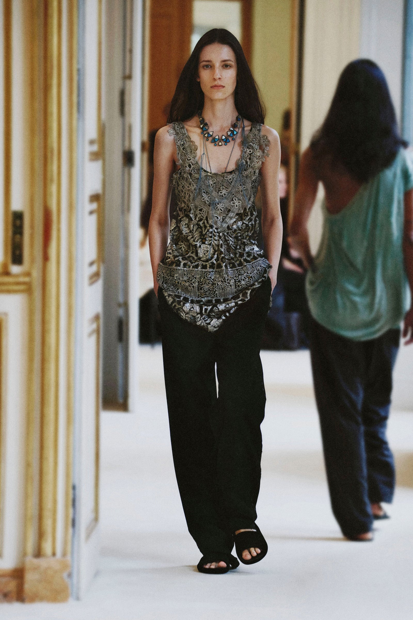 a model walks the The Row summer 2027 runway during Paris Fashion Week