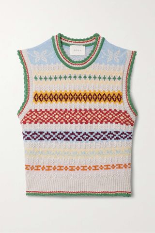 DÔEN Aniene Fair Isle recycled cashmere and wool-blend vest