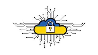 Ukraine VPN cloud symbol with Ukrainian flag