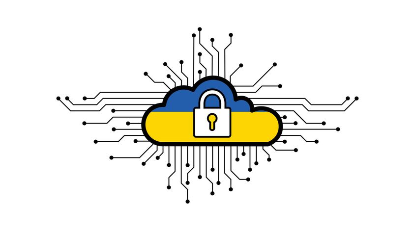 Ukraine VPN cloud symbol with Ukrainian flag
