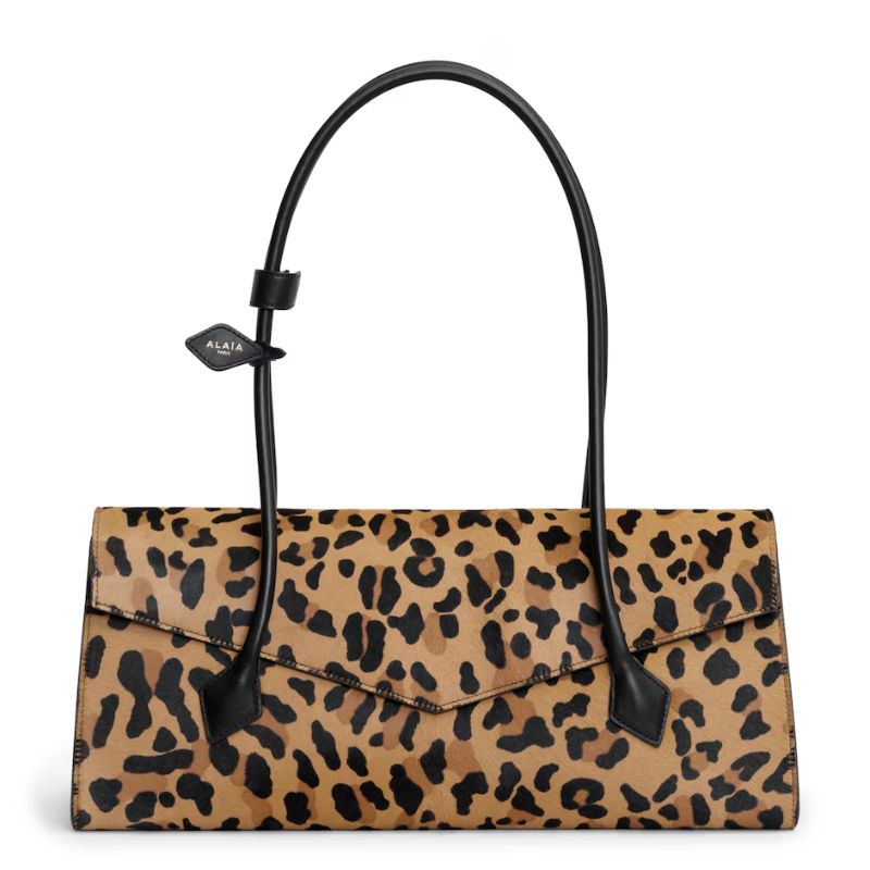 leopard print top handle rectangular bag