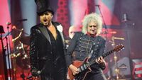 Adam Lambert performs on stage with Brian May of Queen at The O2 Arena on June 05, 2022