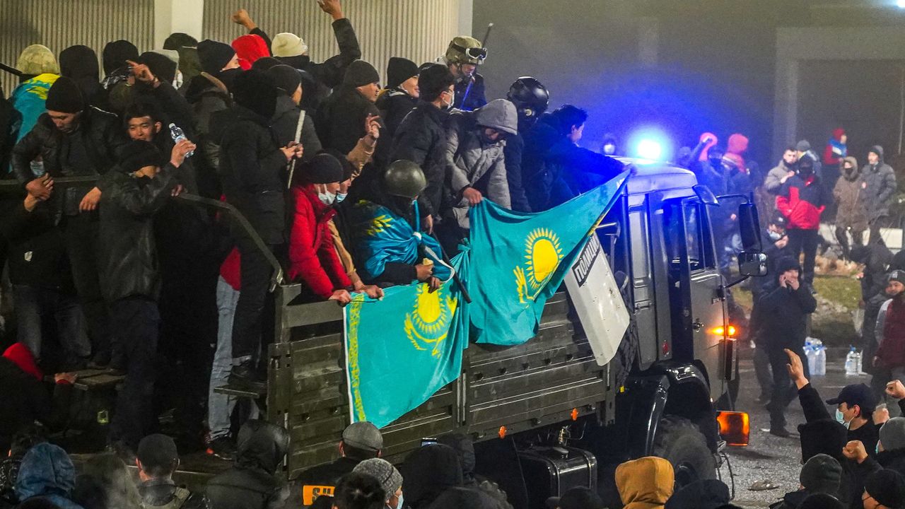 Protestors take to the streets in Almaty, Kazakhstan