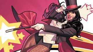 Zatanna tips her hat on the cover of Zatanna #1.