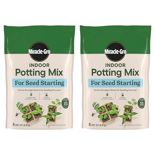 Miracle-Gro Indoor Potting Mix for Seed Starting, for Starting Vegetable, Flower, and Herb Seeds Indoors, Excellent for Cuttings, 8 Qt. (2-Pack)