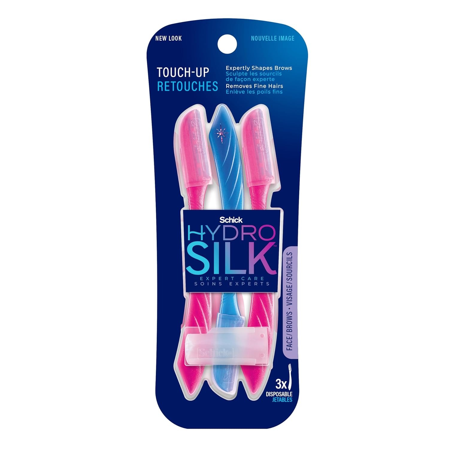 Schick, Schick Hydro Silk Touch-Up Dermaplaning Tool With Precision Cover, 3ct | Dermaplane Razor, Face Razors for Women, Peach Fuzz Remover