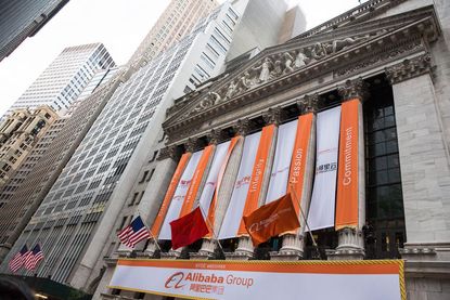 Alibaba begins trading at a crazy $92.70 per share