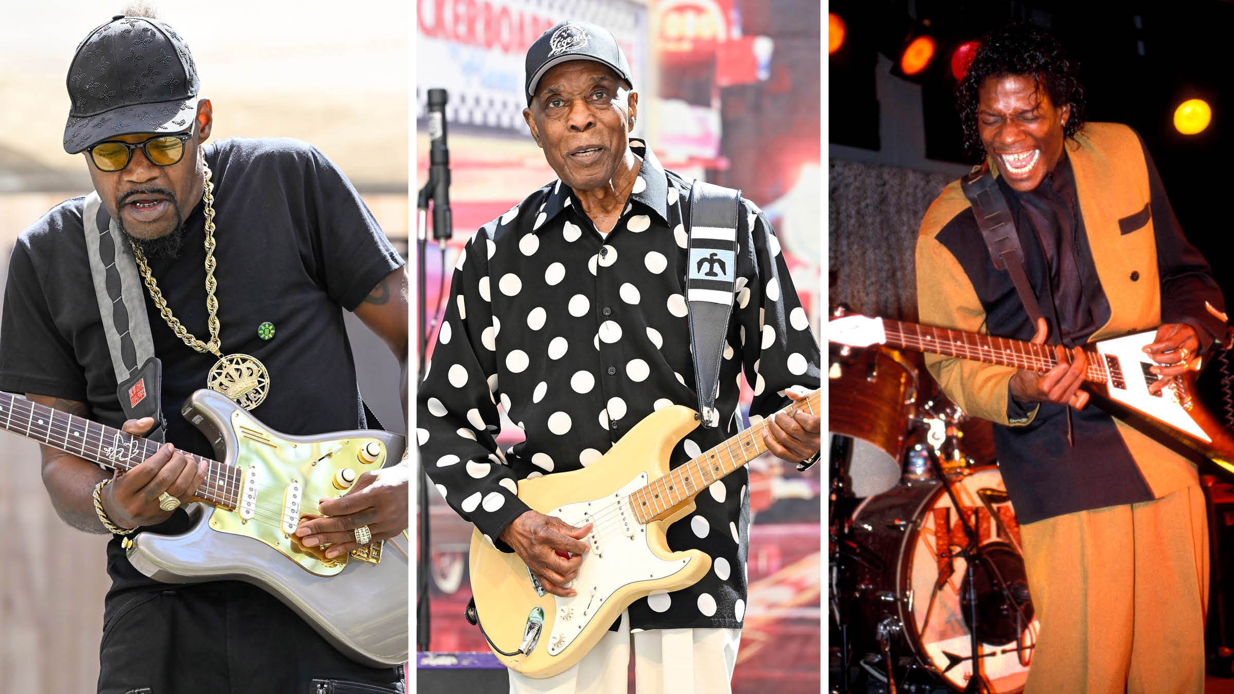 [L-R] Eric Gales, Buddy Guy, and Little Jimmy King: Gales has just announced a tribute LP to Little Jimmy King, aka Manuel Gales, covering his late brother's songs, and the first single features Buddy Guy
