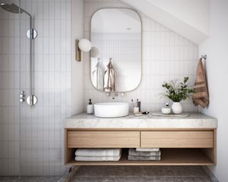 Small white bathroom with mirror