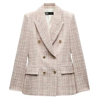 Zara Textured Double-breasted Blazer