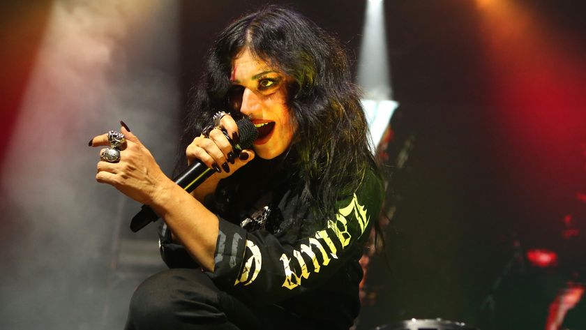 Lacuna Coil singer Cristina Scabbia onstage in 2024