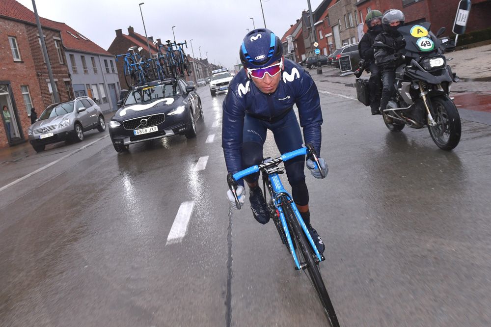 Nairo Quintana (Movistar) suffered silently in the rain