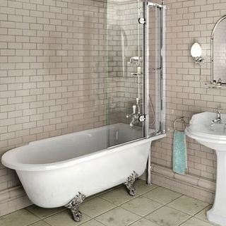 roll top freestanding bath with shower over