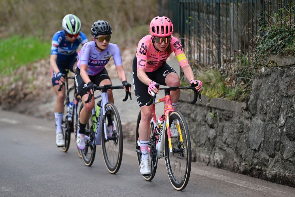 CITTIGLIO ITALY MARCH 17 Clara Koppenburg of Germany and Team EF EducationCannondale competes during the 25th Trofeo Alfredo BindaComune di Cittiglio 2024 Womens Elite a 1405km one day race from Maccagno con Pino e Veddasca to Cittiglio UCIWWT on March 17 2024 in Cittiglio Italy Photo by Dario BelingheriGetty Images